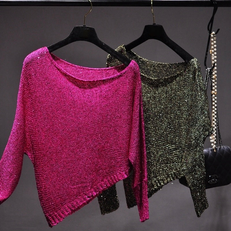 Asymmetric Sequin Blouse